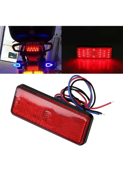Motosiklet Led Işıklı Reflektör - Kırmızı E belgeli ürün görseli 1