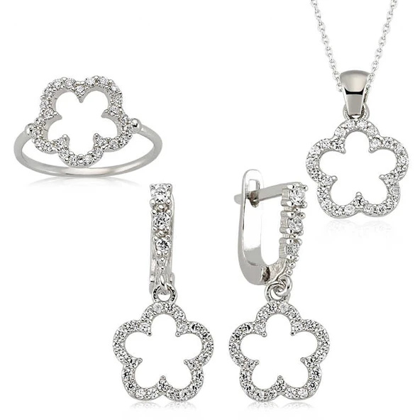 Gümüş Çiçek Bayan Set  SL2289 - Resim 3