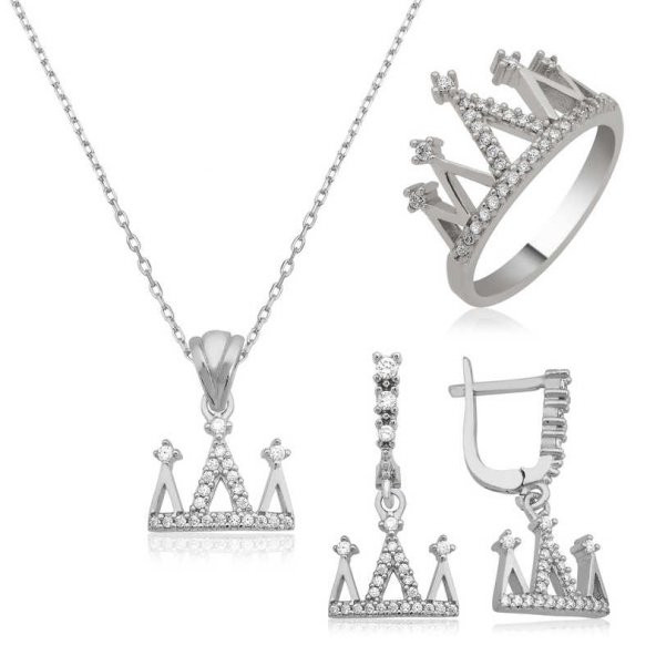 Gümüş Kraliçe Tacı Bayan Set SL2246 ürün görseli 1