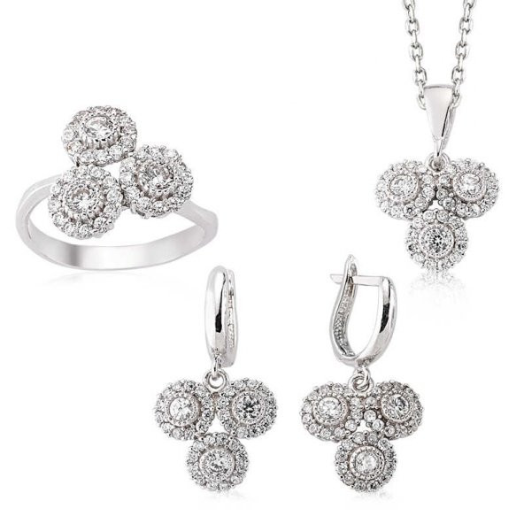 Gümüş Zirkon Taşlı Bayan Set  SL2280 ürün görseli 1
