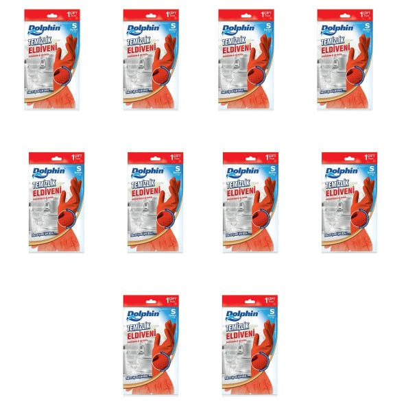 Dolphin Lateks Bulaşık Temizlik Eldiveni - Kırmızı - Small Boy ( Küçük ) - 7-7,5 - 10 Paket ürün görseli 1