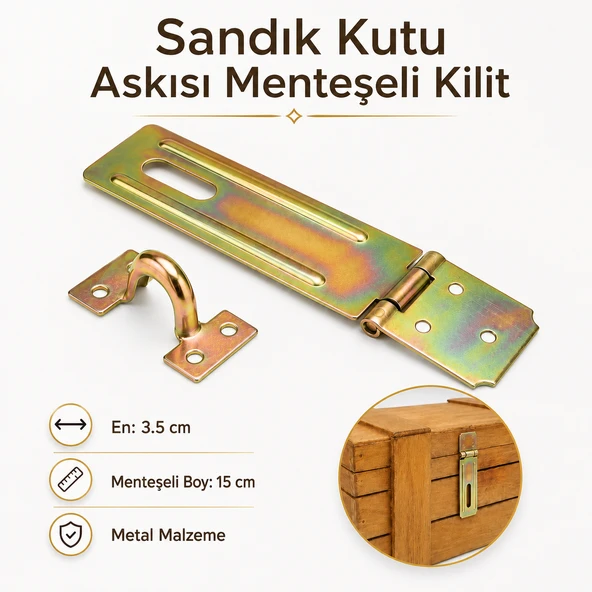 Sandık Kutu Askısı 35'Lik Menteşeli Kilit Tosba Kilit Asma Kilit Aparatı ürün görseli 1