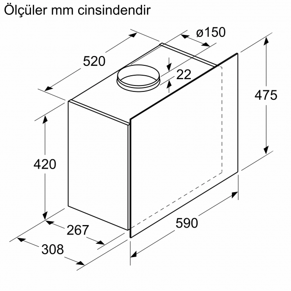 Bosch Dwf65aj60t Siyah Duvar Tipi Davlumbaz - Resim 7