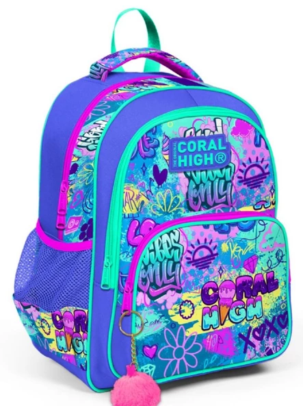 Coral High Lavanta Yeşil Pembe Grafiti İlkokul Okul Sırt Çantası - Kız Çocuk ürün görseli 1