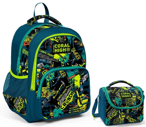 Coral High Yeşil El Aletleri Erkek Çocuk İlkokul Çantası ve Beslenme Çantası Seti ürün görseli 1