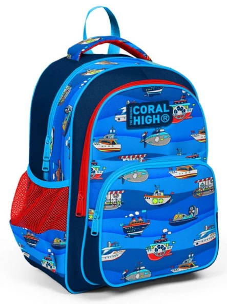 Coral High Lacivert Mavi Gemiler İlkokul Okul Sırt Çantası - Erkek Çocuk ürün görseli 1