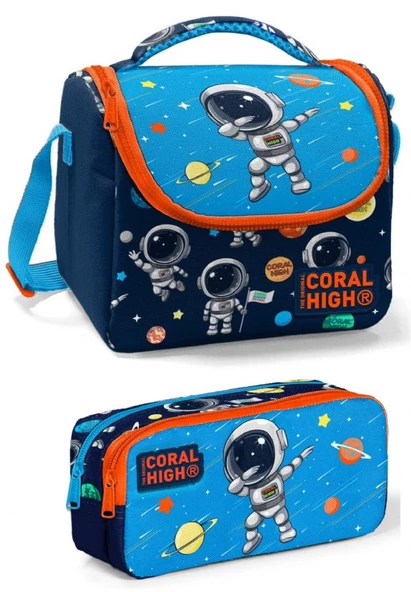 Coral High Lacivert Mavi Astronot Erkek Çocuk Beslenme Çantası Seti ürün görseli 1