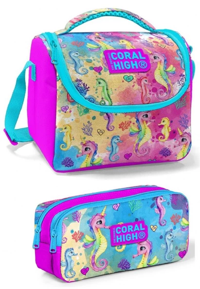 Coral High Pembe Denizatı Kız Çocuk Beslenme Çantası Seti ürün görseli 1
