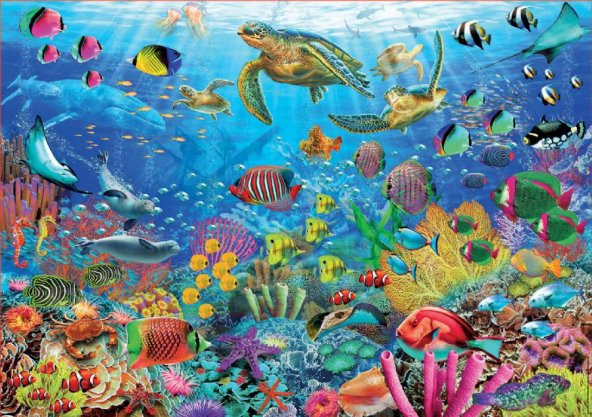 Educa 1000 Parça Tropical Fantasy Turtles Puzzle ürün görseli 1