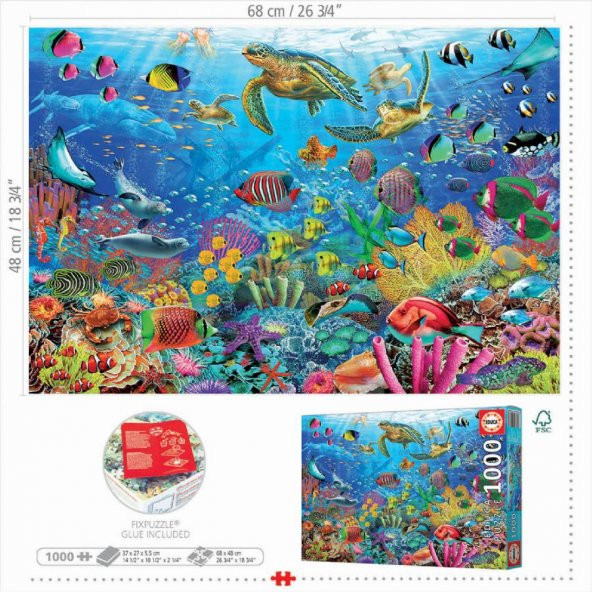 Educa 1000 Parça Tropical Fantasy Turtles Puzzle - Resim 3