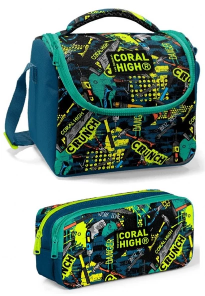 Coral High Petrol Yeşil Tamir Aletleri Erkek Çocuk Beslenme Çantası Seti ürün görseli 1