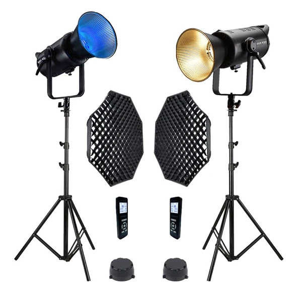 GDX EXC-180RGB-II RGB LED Video 2'li Işık Seti 360W Toplam Güç 2x 60x90 Softbox 260 cm Kalın Işık Ayağı ürün görseli 1