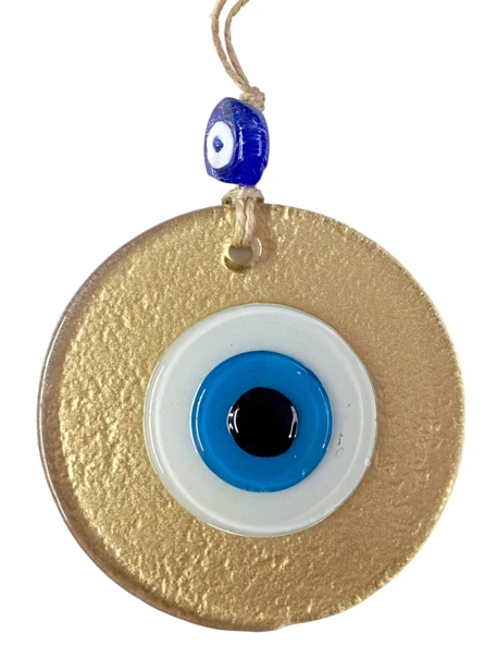 Mini Boy Gold Nazar Boncuklu Duvar Süsü 10 Cm Cam Duvar Dekoru ürün görseli 1