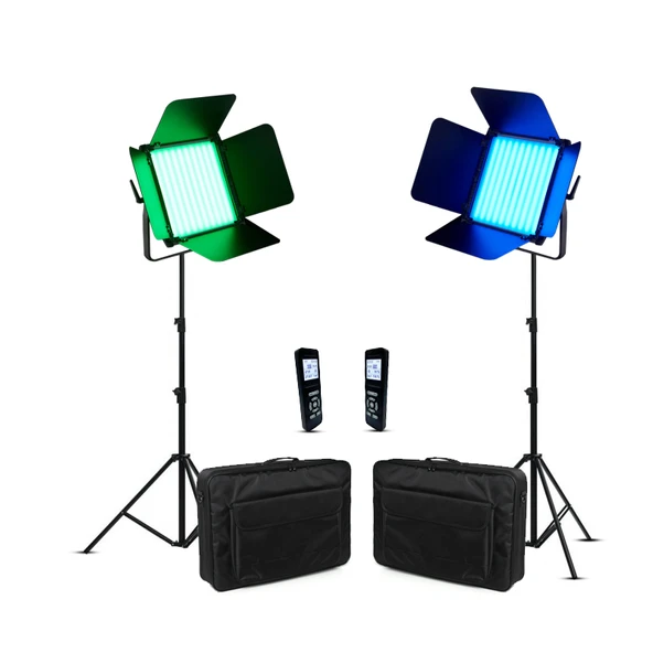 GDX CF-1000R RGB LED Video Işığı 2’li Set 208W 2700K-10000K DMX Bluetooth APP Kontrollü 260cm Ayaklı Çantalı Set ürün görseli 1