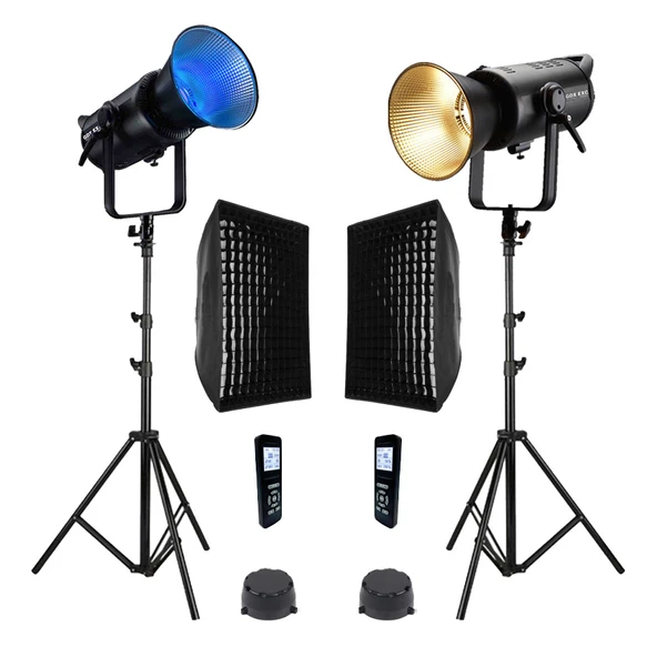 GDX EXC-180RGB-II RGB LED Video Işığı 2’li Set 360W 2x Gridli Softbox 260cm Ayak Tam Set ürün görseli 1