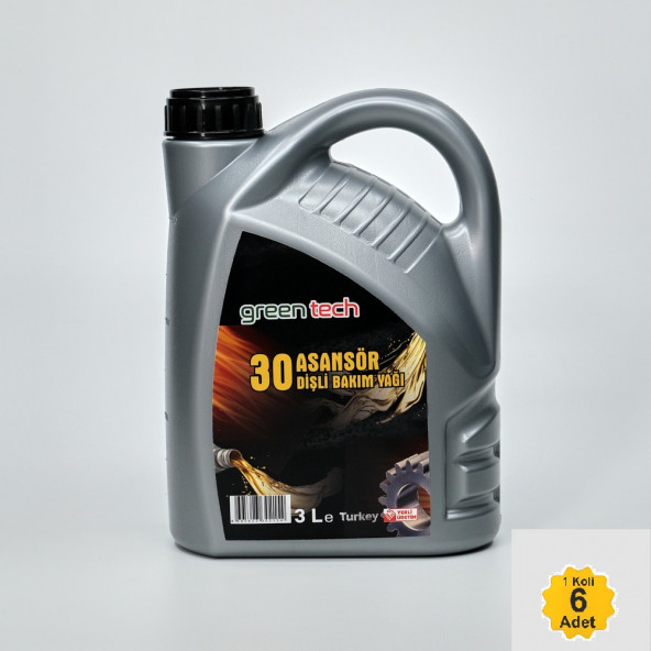 greentech  30  ASANSÖR DİŞLİ BAKIM YAĞI 3 LİTRE 1 KOLİ 6 ADET ürün görseli 1
