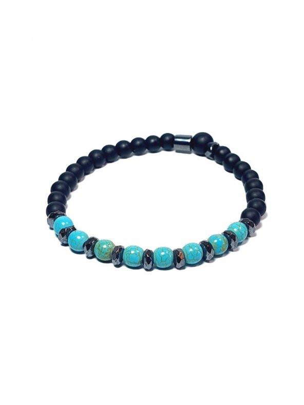 JTAW24DOB1342 JANTİ BİLEKLİK TURKUAZ ONYX ve HEMATİT DOĞALTAŞ 6 MM ürün görseli 1