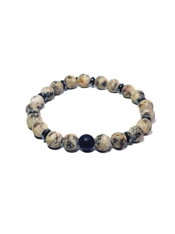 JTAW24DOB1346 JANTİ BİLEKLİK CEYT ONYX HEMATİT DOĞALTAŞ 8 MM ürün görseli 1
