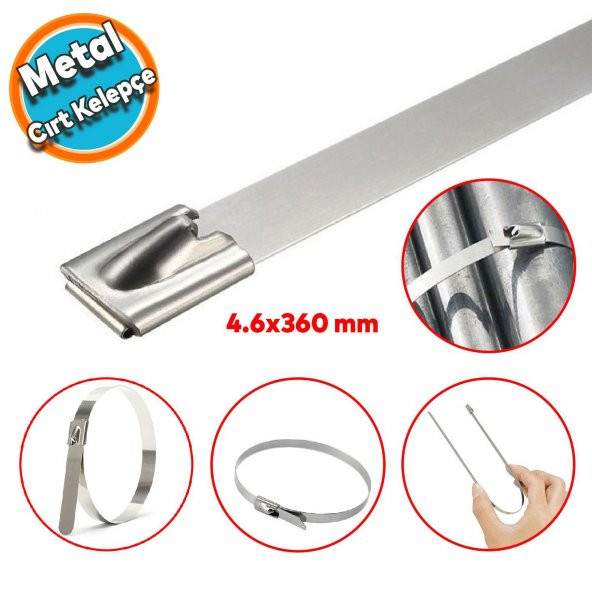 Cırt Kelepçe Metal Paslanmaz Çelik Kablo Zip Bağı Çok Amaçlı Bağlama 4.6x360 1 Adet ürün görseli 1