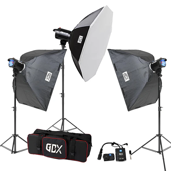 GDX BM400 II 3’lü Stüdyo Paraflaş Seti 1200Ws Softbox Işık Ayağı ve Çantalı Set ürün görseli 1