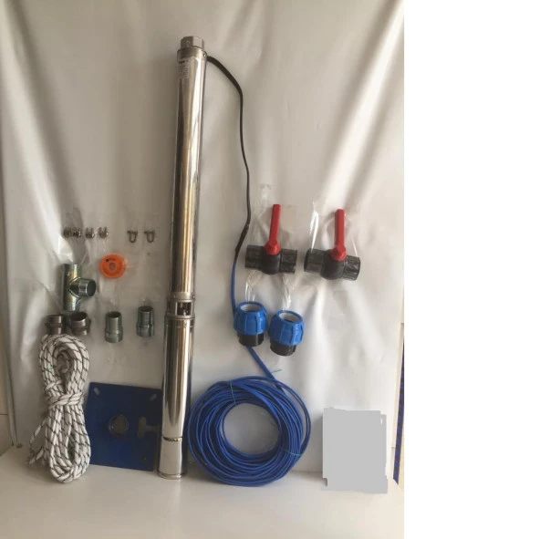 Impo Sk 415/28 10HP Krom Başlıklı  30 MT Yassı Kablolu ve  60 mt Halatlı Çift Vanalı Akıtma Başlıklı Trifaze Takım Dalgıç Pompa ürün görseli 1