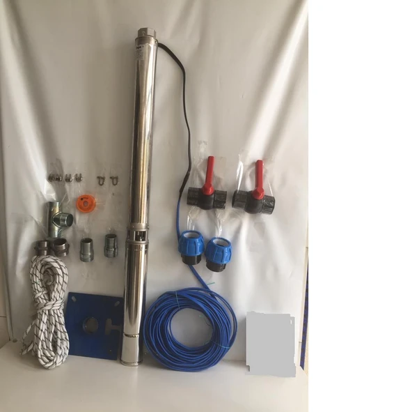 Impo Sk 415/28 10HP Krom Başlıklı  50 MT Yassı Kablolu ve  100 mt Halatlı Çift Vanalı Akıtma Başlıklı Trifaze Takım Dalgıç Pompa ürün görseli 1