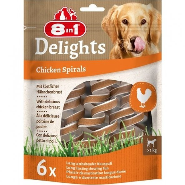 8in1 Delights Chicken Spirals Tavuklu Burgu Köpek  Ödülü 6lı    Skt : 11/2027 ürün görseli 1