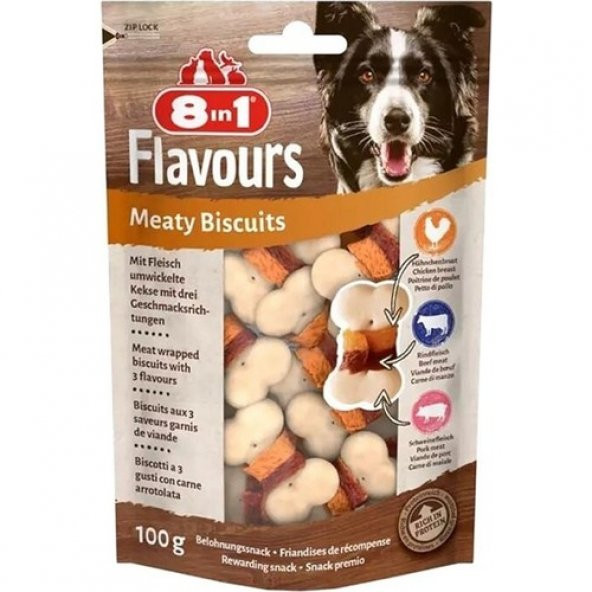 8in1 Flavours Meaty Biscuits Kıtır Köpek Ödülü Skt : 11/2027 ürün görseli 1