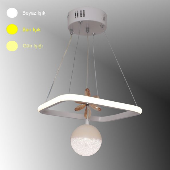 TT Aydınlatma TT037-BY  Kare Model Mat Beyaz Tek Toplu 3 Renk Modüllü Ledli Avize ürün görseli 1