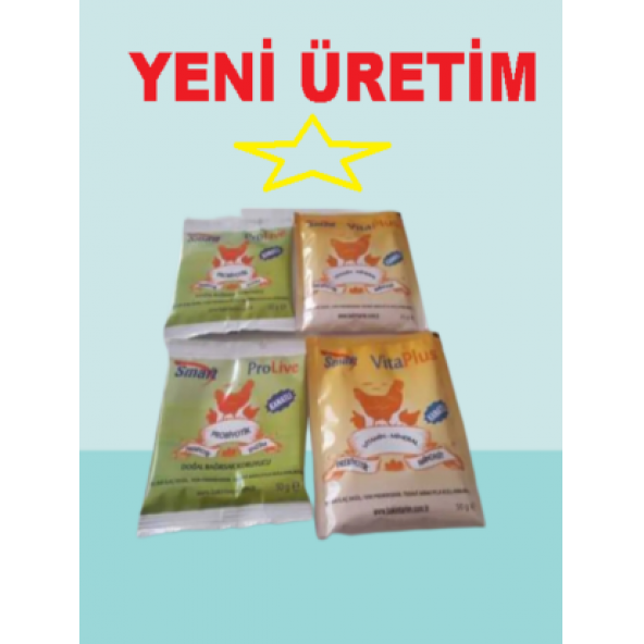SMART PROLİVE 50 GR X 2 + SMART VİTAPLUS 50 GR X 2 "KANATLI HAYVANLAR İÇİN PROBİYOTİK  VE  VİTAMİN ürün görseli 1