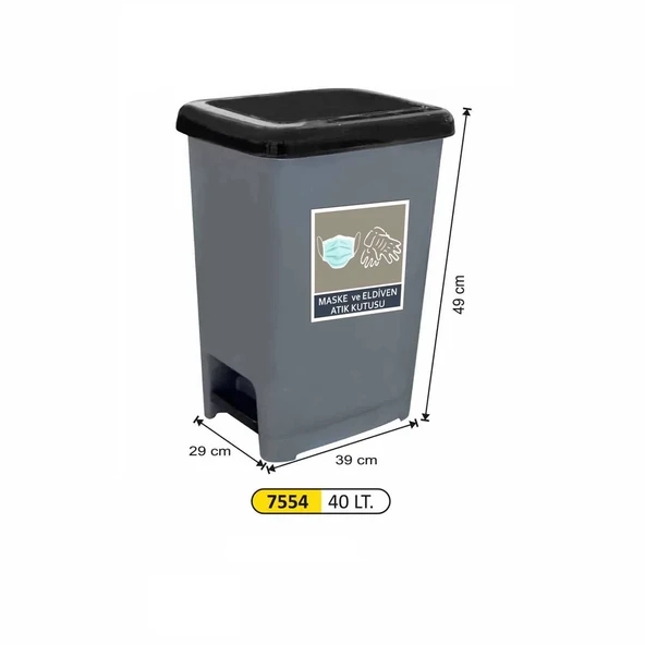 Garanti  7554 Maske Eldiven Atık Çöp Kutusu (40 Litre) ürün görseli 1