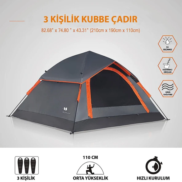 Mobihome 63200 Otomatik Çadır-GRİ - Resim 5