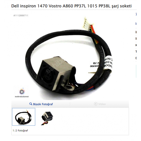 Dell inspiron 1470 Vostro A860 PP37L 1015 PP38L şarj soketi ürün görseli 1