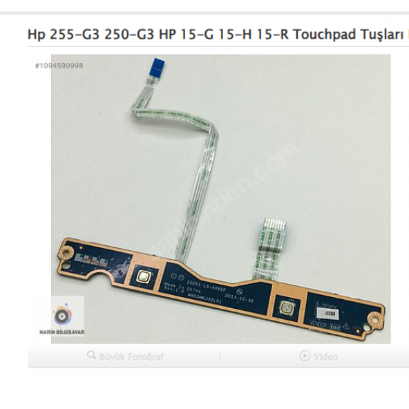 Hp 255-G3 250-G3 HP 15-G 15-H 15-R Touchpad Tuşları LS-A992P ürün görseli 1