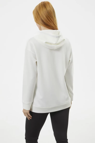 Kanguru Cepli Kapüşonlu Sweatshirt - Ekru - Resim 6