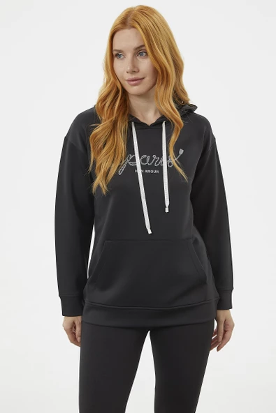 Kanguru Cepli Kapüşonlu Sweatshirt - Siyah - Resim 5