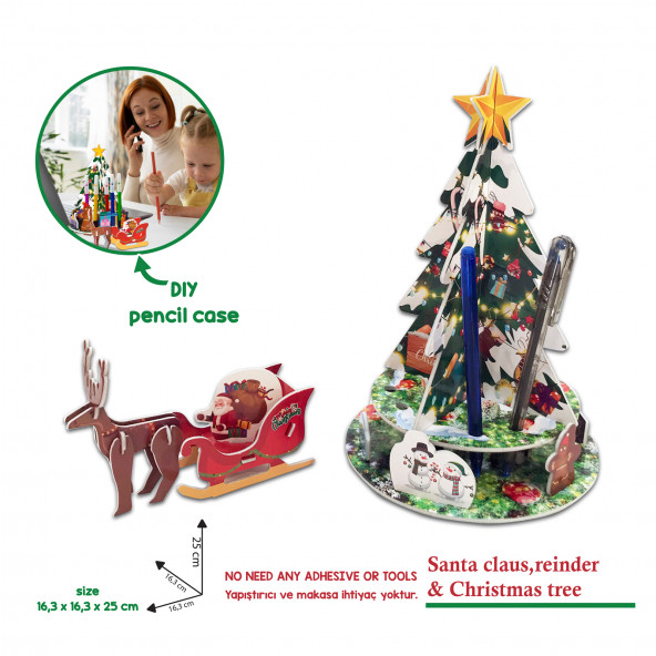 3D PUZZLE MAKET NOEL BABA VE YILBAŞI AĞACI . ürün görseli 1