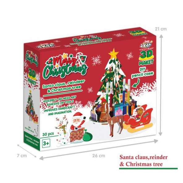 3D PUZZLE MAKET NOEL BABA VE YILBAŞI AĞACI . - Resim 2