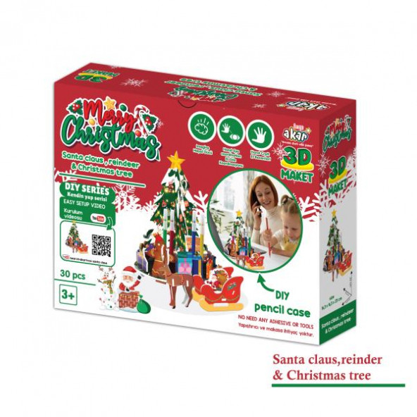 3D PUZZLE MAKET NOEL BABA VE YILBAŞI AĞACI . - Resim 3