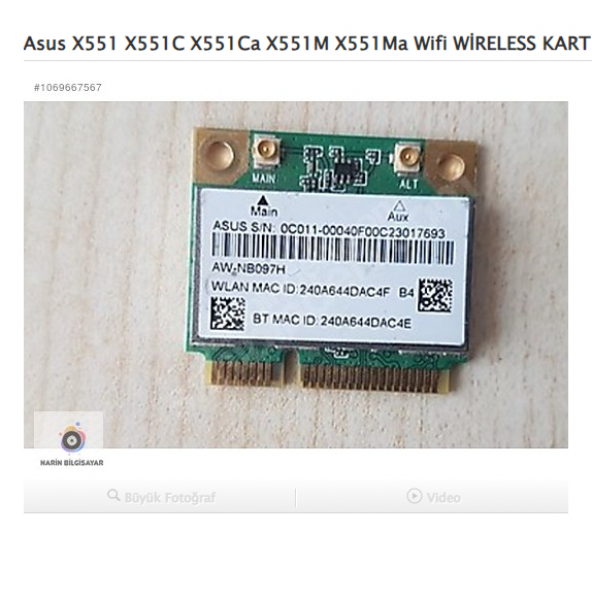 Asus X551 X551C X551Ca X551M X551Ma Wifi WİRELESS KART ürün görseli 1