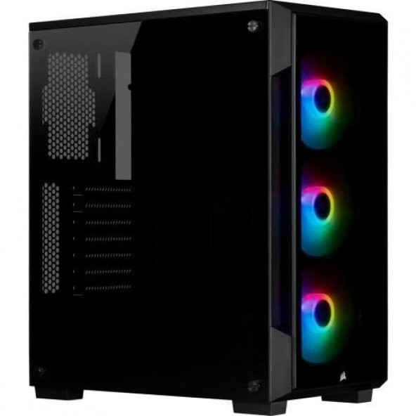CORSAIR CC-9011190-WW ICUE 220T RGB CAM ON PANEL TEMPERLI CAM YAN PANEL MID TOWER OYUNCU BILGISAYAR KASASI SIYAH ürün görseli 1