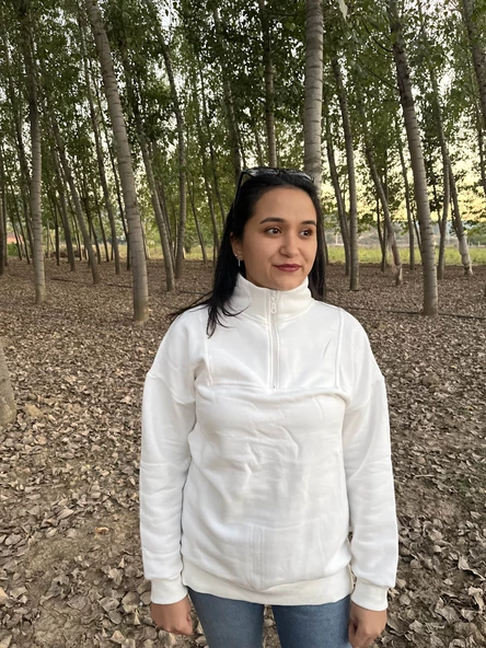 FERMUARLI POLO YAKA KAZAK/ sweatshirt - Resim 2