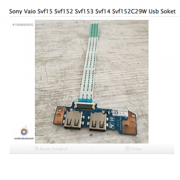Sony Vaio Svf15 Svf152 Svf153 Svf154 Svf152C29W Usb Soket ürün görseli 1