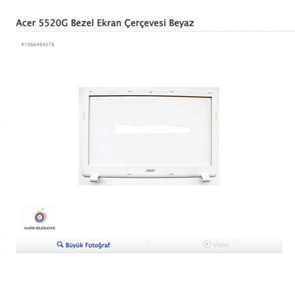Acer 5520G Bezel Ekran Çerçevesi Beyaz ürün görseli 1