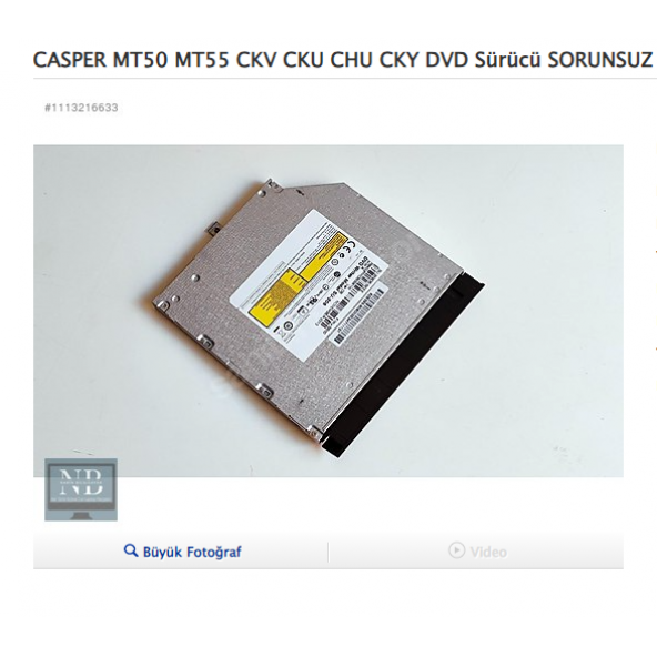 CASPER MT50 MT55 CKV CKU CHU CKY DVD Sürücü SİYAH ürün görseli 1