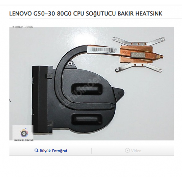 LENOVO G50-30 80G0 CPU SOğUTUCU BAKIR HEATSiNK ürün görseli 1