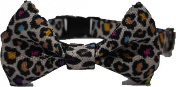 Coco Pet Papyon Leopar Desenli Ayarlanabilir Kedi ve Minik Köpek Tasması ürün görseli 1