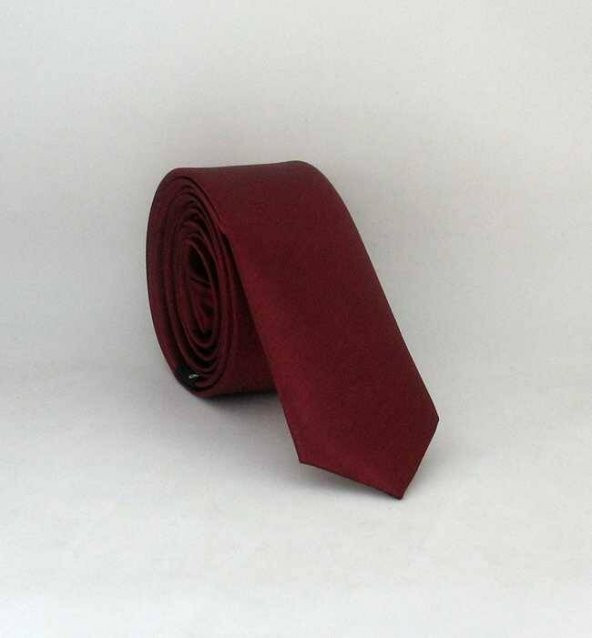 Bordo Ultra Slim Fit Düz Renk Saten Kravat - USS-04 ürün görseli 1