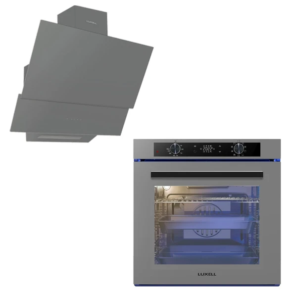 2li Ankastre Set(88 Litre A-68 Sgf3 Platinum Metalik Gri Ankastre Dijital Fırın  DA-835 Davlumbaz) ürün görseli 1