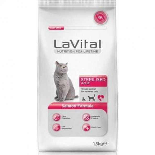 Lavital Sterilised Somon Balıklı  Kısırlaştırılmış Kuru Kedi Maması 1.5 Kg ürün görseli 1